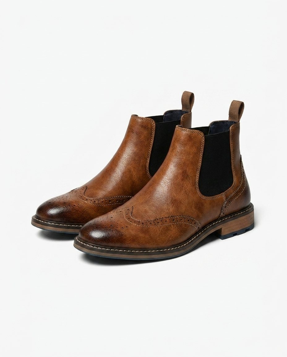 Herren Chelsea Boots mit Broguing-Muster