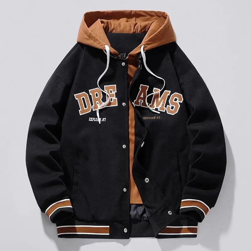 Herren Collegejacke mit Kontrastkapuze