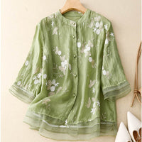 Damen Bluse Regular Fit Casual mit floralem Muster