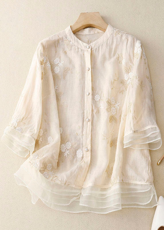 Damen Bluse mit Blumenmuster und 3/4-Ärmeln