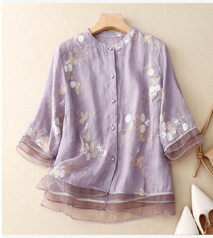 Damen Bluse Regular Fit Casual mit floralem Muster