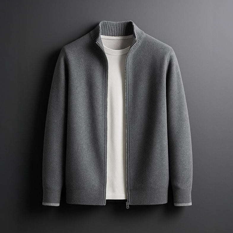 Herren Strickjacke mit Reißverschluss und Rippbund